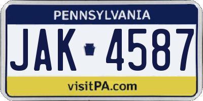 PA license plate JAK4587