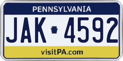 PA license plate JAK4592