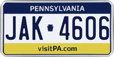 PA license plate JAK4606