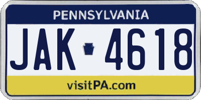 PA license plate JAK4618