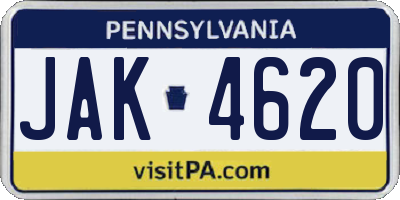 PA license plate JAK4620