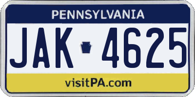 PA license plate JAK4625