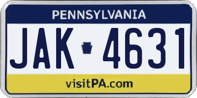 PA license plate JAK4631