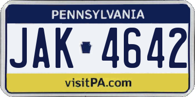 PA license plate JAK4642