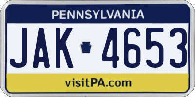 PA license plate JAK4653