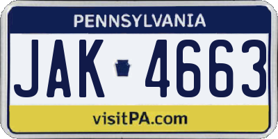 PA license plate JAK4663