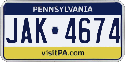 PA license plate JAK4674