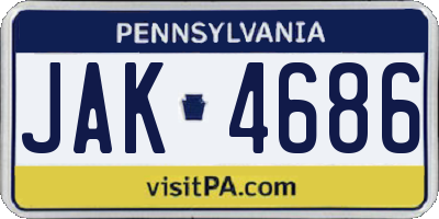 PA license plate JAK4686