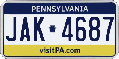 PA license plate JAK4687