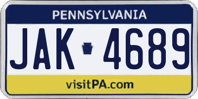 PA license plate JAK4689