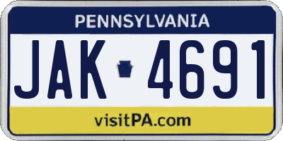 PA license plate JAK4691