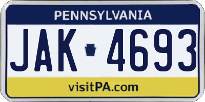 PA license plate JAK4693