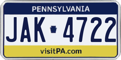 PA license plate JAK4722