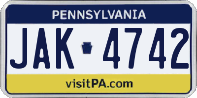 PA license plate JAK4742