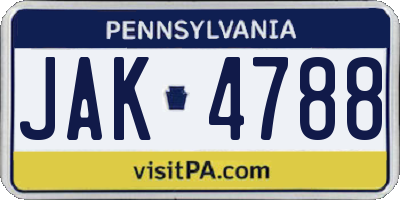 PA license plate JAK4788