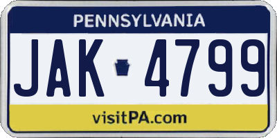 PA license plate JAK4799