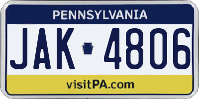 PA license plate JAK4806