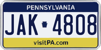 PA license plate JAK4808
