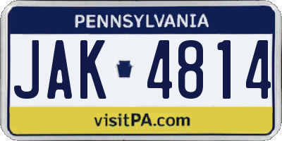 PA license plate JAK4814