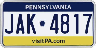 PA license plate JAK4817