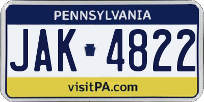 PA license plate JAK4822