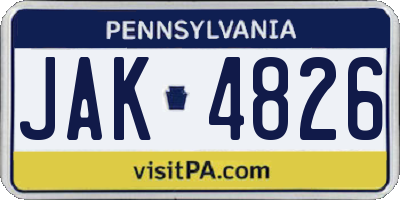 PA license plate JAK4826