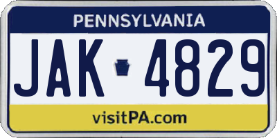 PA license plate JAK4829