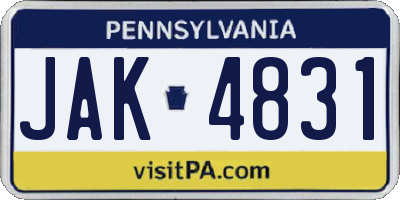 PA license plate JAK4831