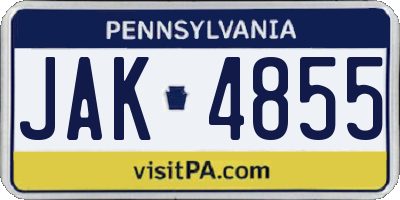 PA license plate JAK4855