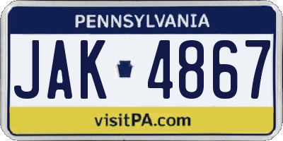 PA license plate JAK4867