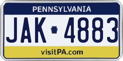 PA license plate JAK4883