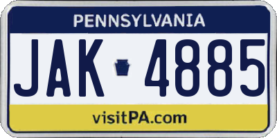 PA license plate JAK4885