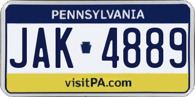 PA license plate JAK4889