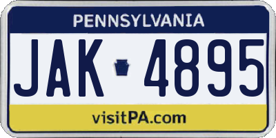 PA license plate JAK4895