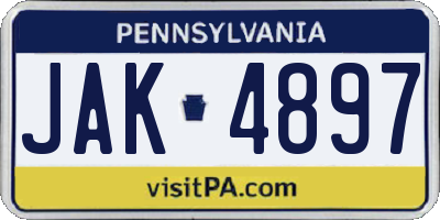 PA license plate JAK4897