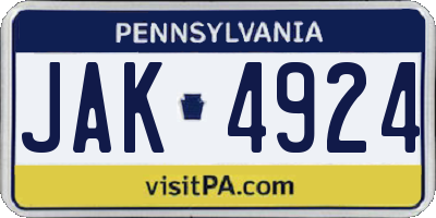 PA license plate JAK4924