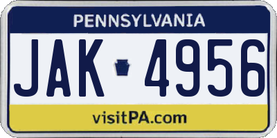 PA license plate JAK4956
