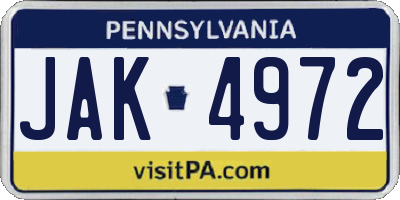 PA license plate JAK4972