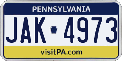 PA license plate JAK4973