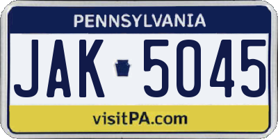 PA license plate JAK5045