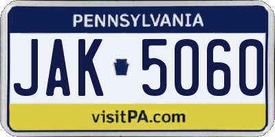 PA license plate JAK5060