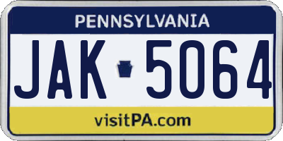 PA license plate JAK5064