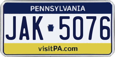 PA license plate JAK5076