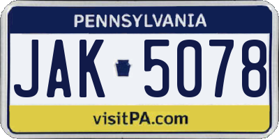 PA license plate JAK5078