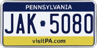 PA license plate JAK5080