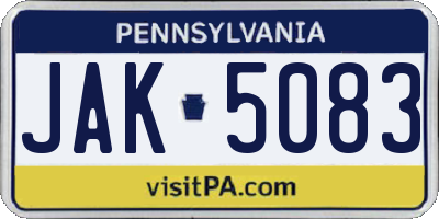 PA license plate JAK5083