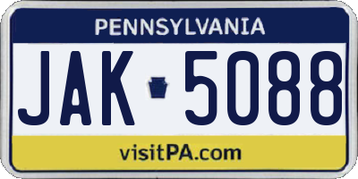 PA license plate JAK5088