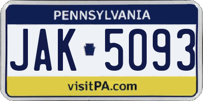 PA license plate JAK5093
