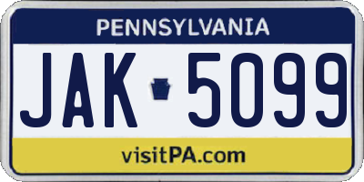 PA license plate JAK5099