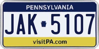 PA license plate JAK5107